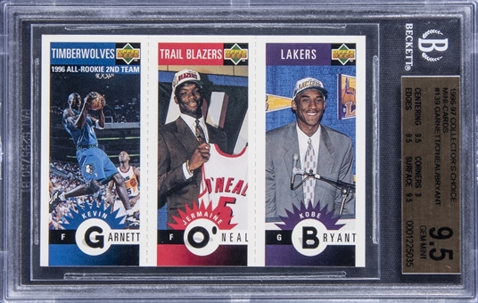 1996-97 Collectors Choice Mini Cards Gold #M129 Kobe Bryant/Kevin Garnett/Jermaine ONeal Rookie Card - BGS GEM MINT 9.5